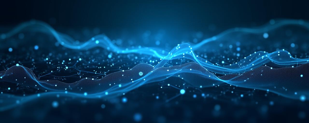 Abstract blueprint lines and data points.