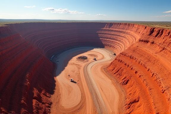 An aerial view of a vast lithium mine in Australia.