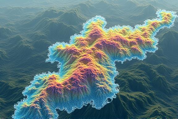 Geological survey map with 3D modeling layers for a mountainous region in Gangwon-do.