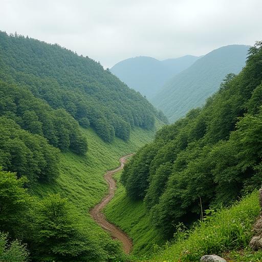 A lush, green landscape where a mine has been successfully reclaimed and reforested.